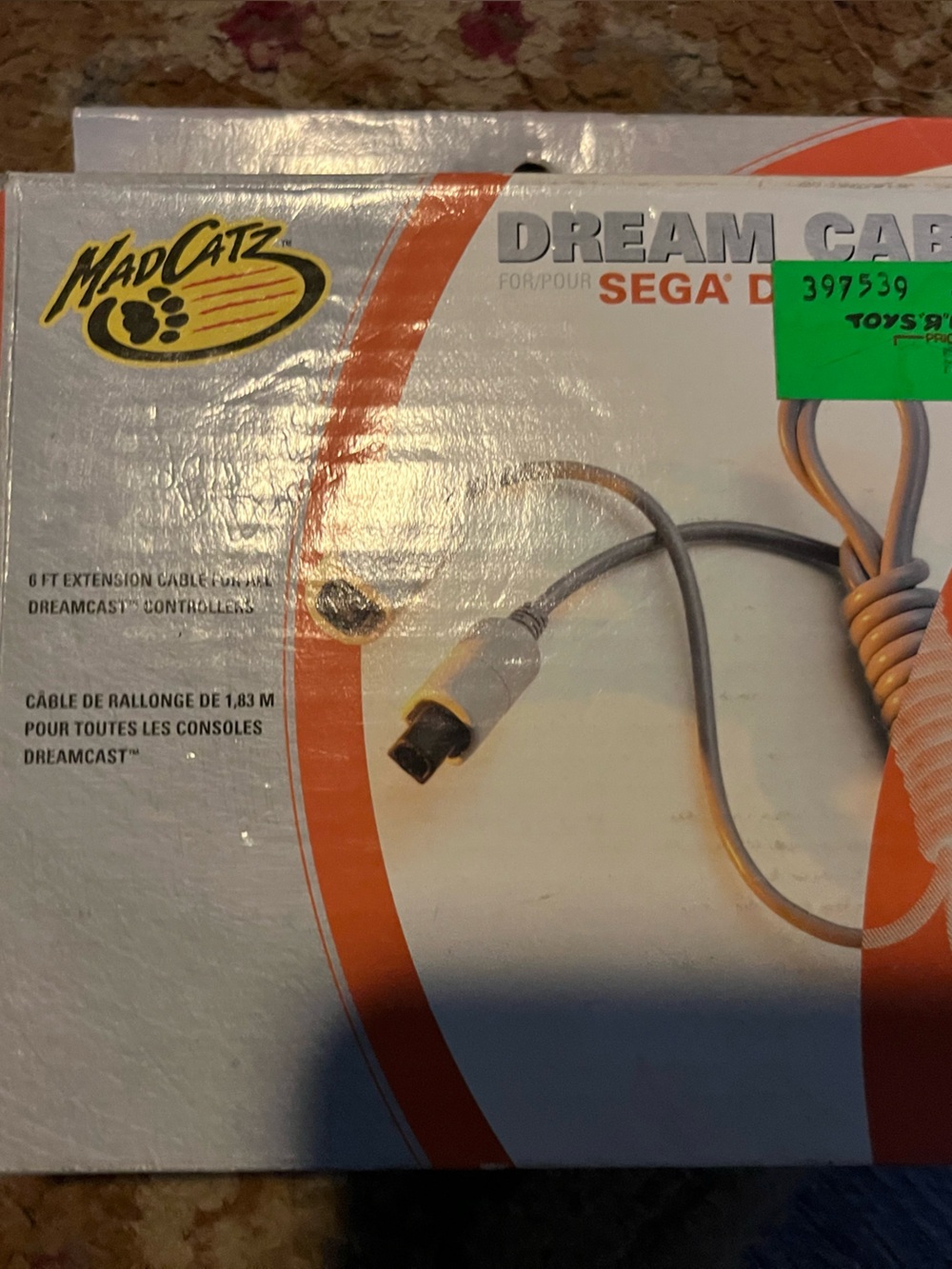 Vintage Mad Catz Dream Cable 6-Foot Controller Extension Cable for Sega Dreamcas